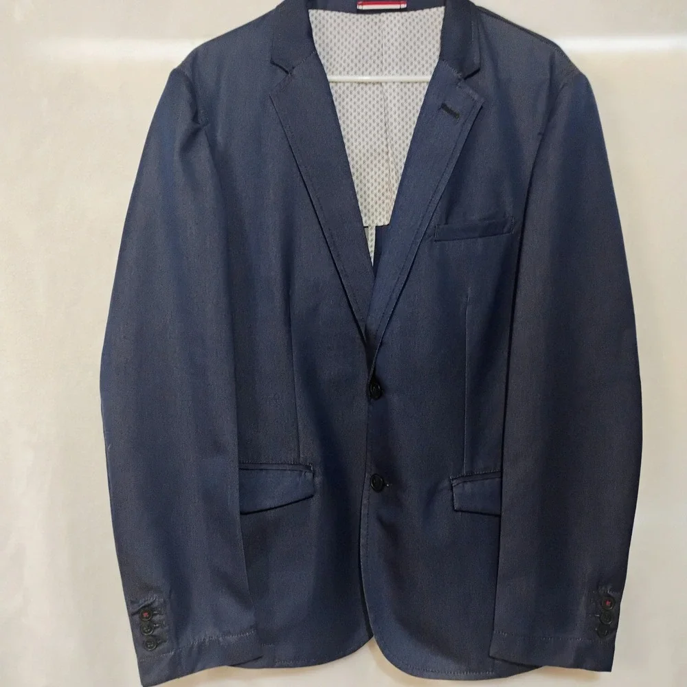 Louis Philippe Steven Fit Mens Blue 2 Button Blazer Jacket Size 44